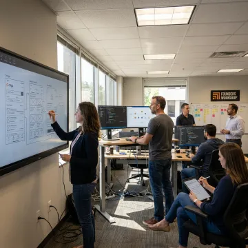 Software team planning a real estate web app process