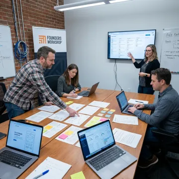Software team following a structured product development process