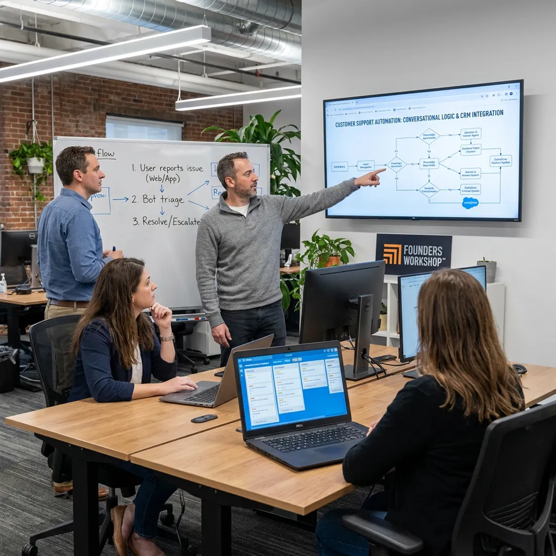 Team planning an AI customer service agent workflow