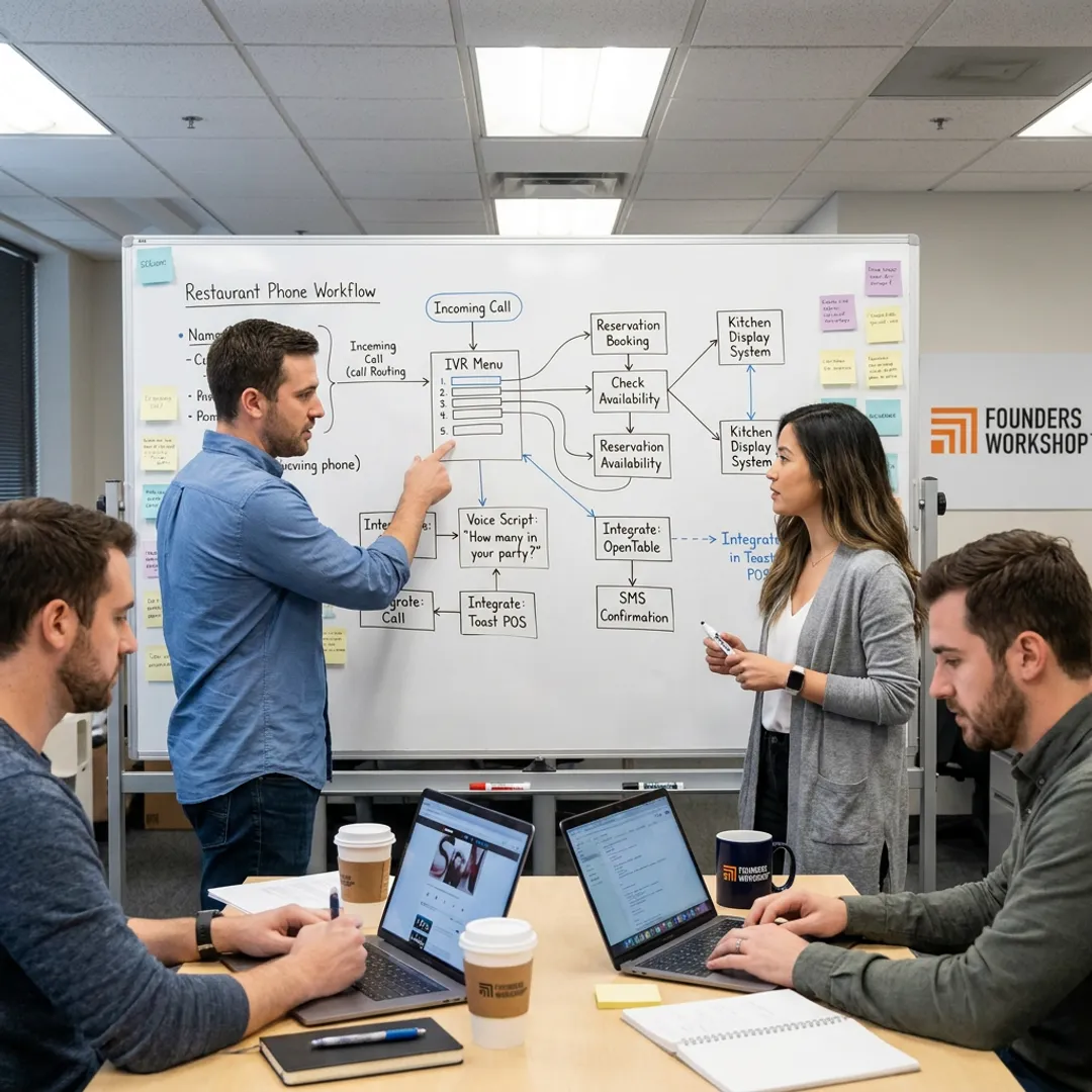 Team designing AI voice agent call workflows