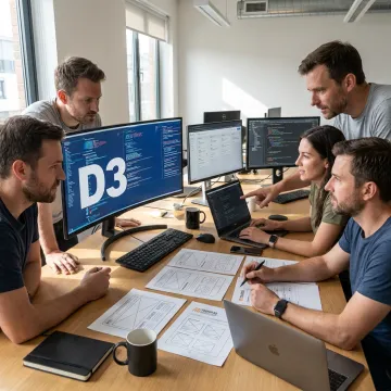 Dallas web development team reviewing a product roadmap