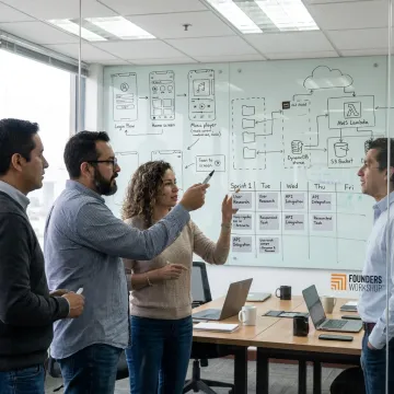 Mobile app development team planning a product roadmap