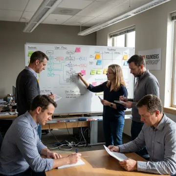 Product team mapping a software discovery roadmap