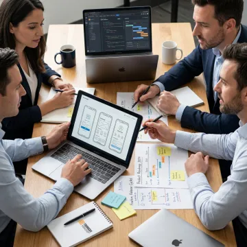 Product team planning a mobile app development roadmap