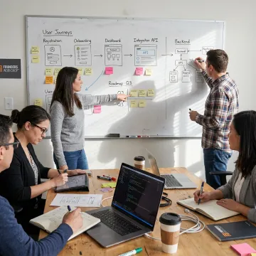Product team planning a software discovery roadmap