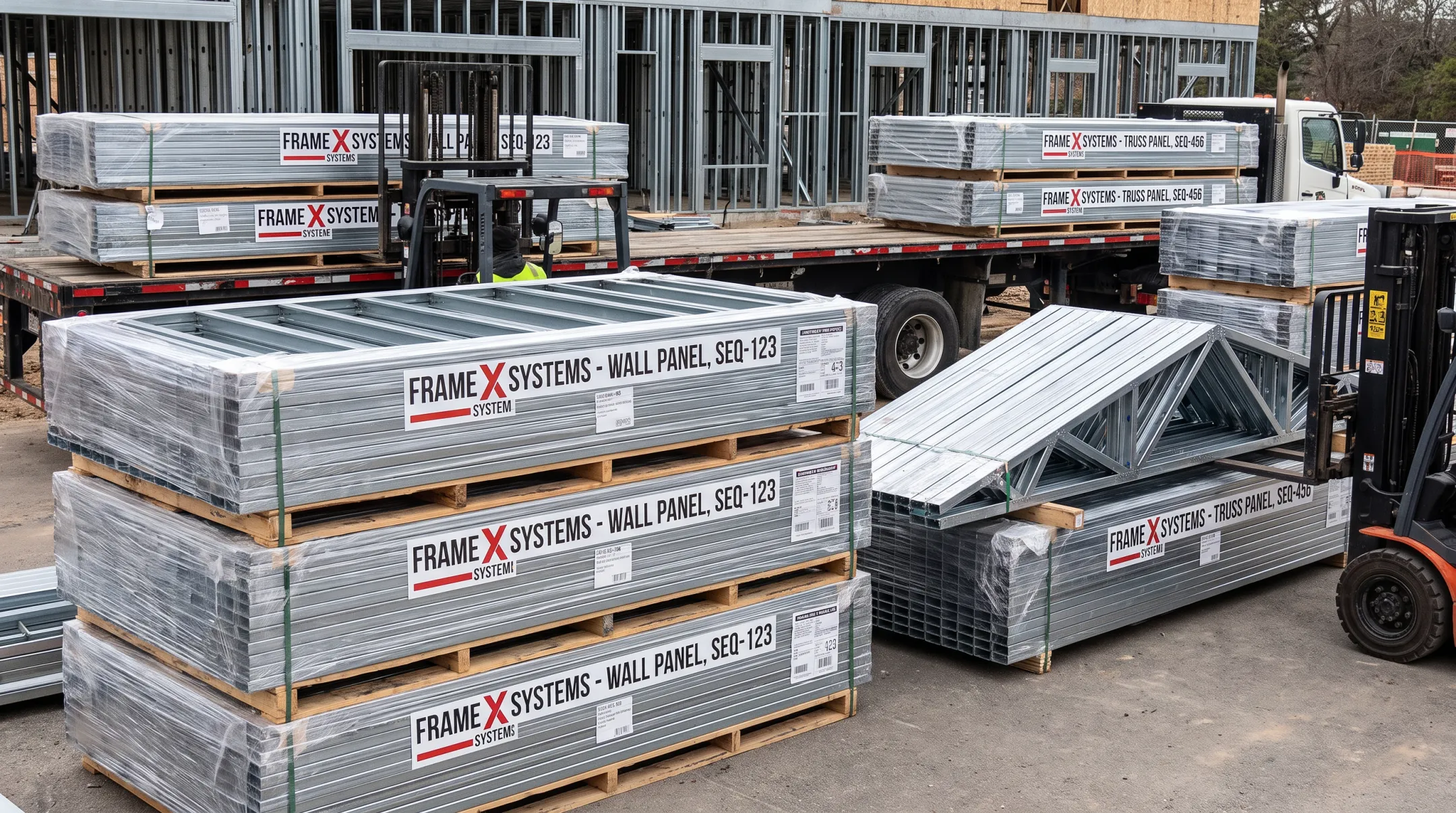 Frame X Systems coordinated cold-formed steel wall and truss panel package