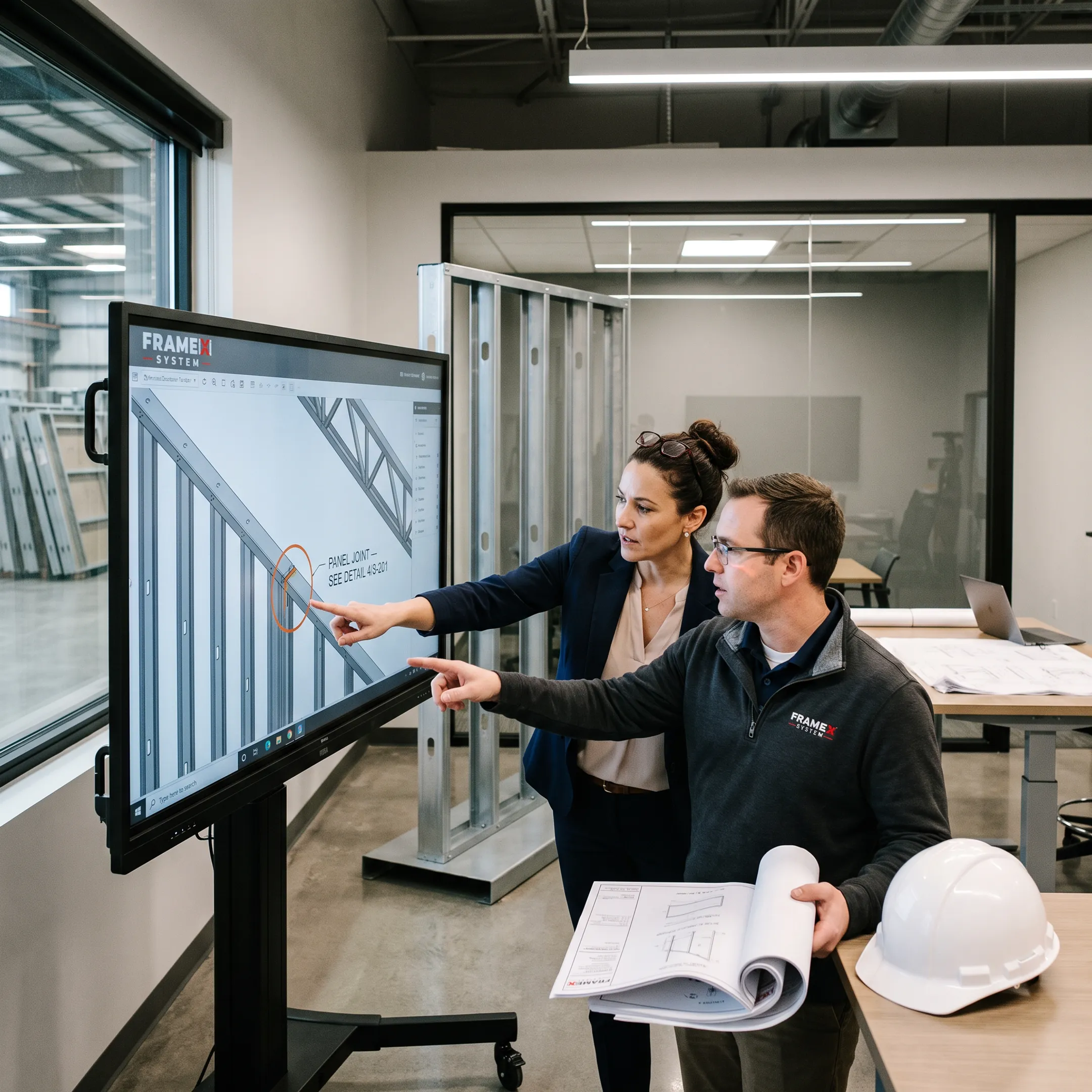 Architect reviewing coordinated steel framing model