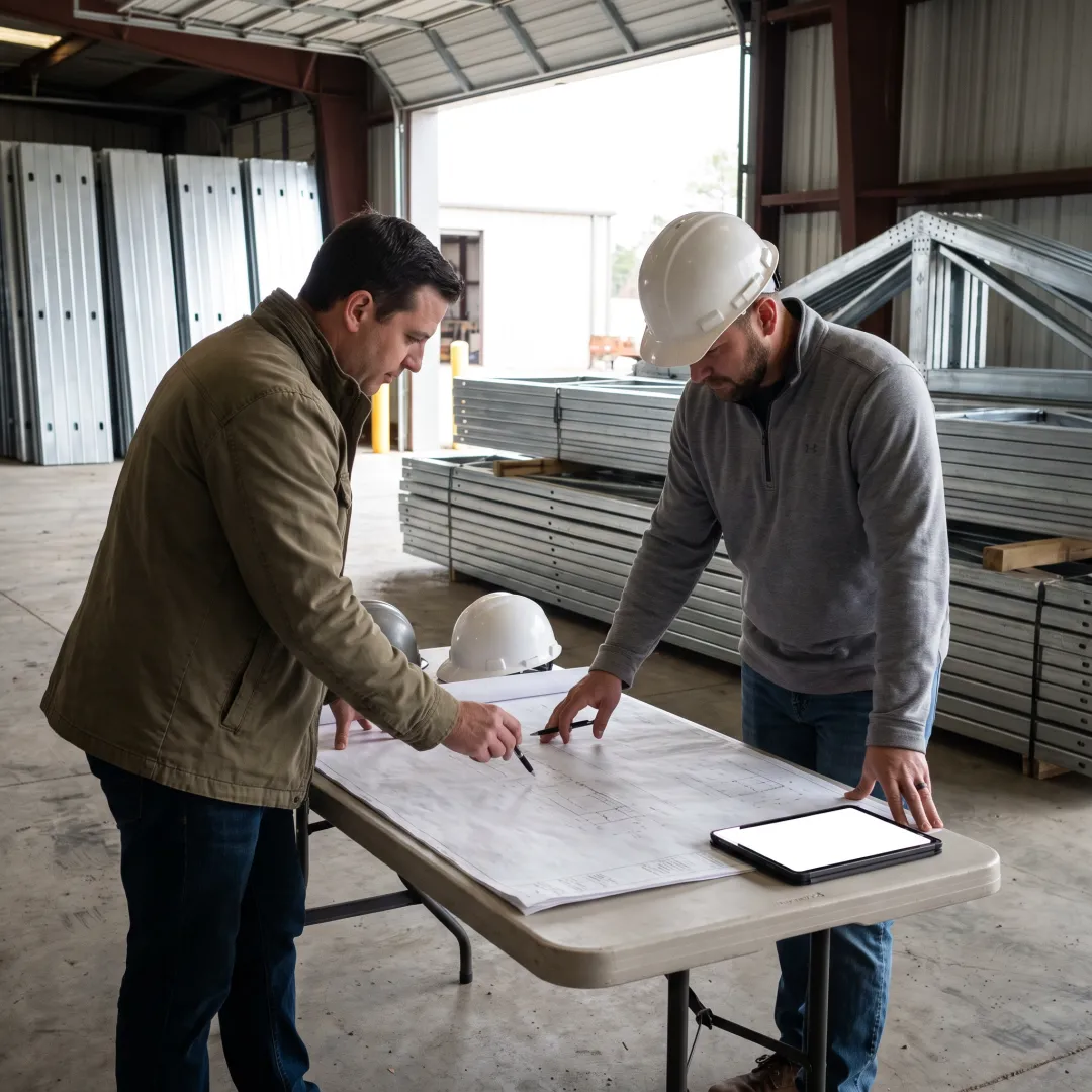 Steel framing components assembled from coordinated plans