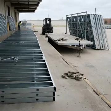 Cold-formed steel framing panels prepared for delivery