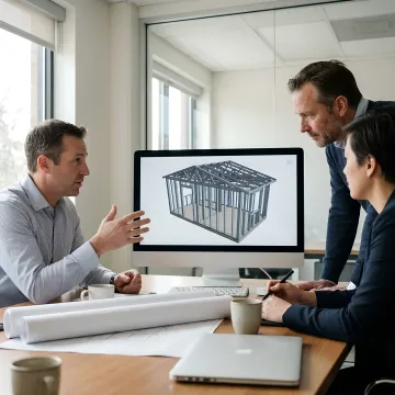 Team coordinating a steel framing BIM model