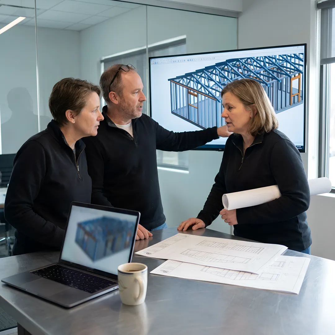 Architect reviewing a coordinated steel framing model