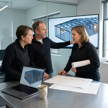Architect reviewing a coordinated steel framing model