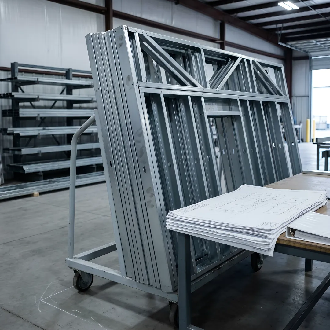 Coordinated cold-formed steel wall panels ready for installation