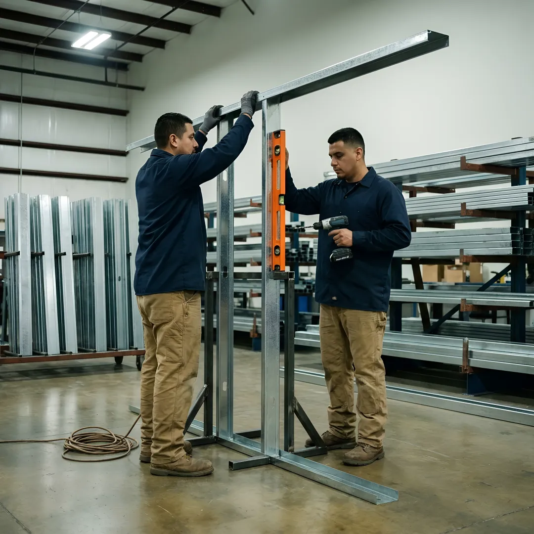 Steel framing panels prepared with drywall track