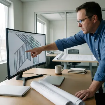 Architect reviewing a coordinated steel framing model
