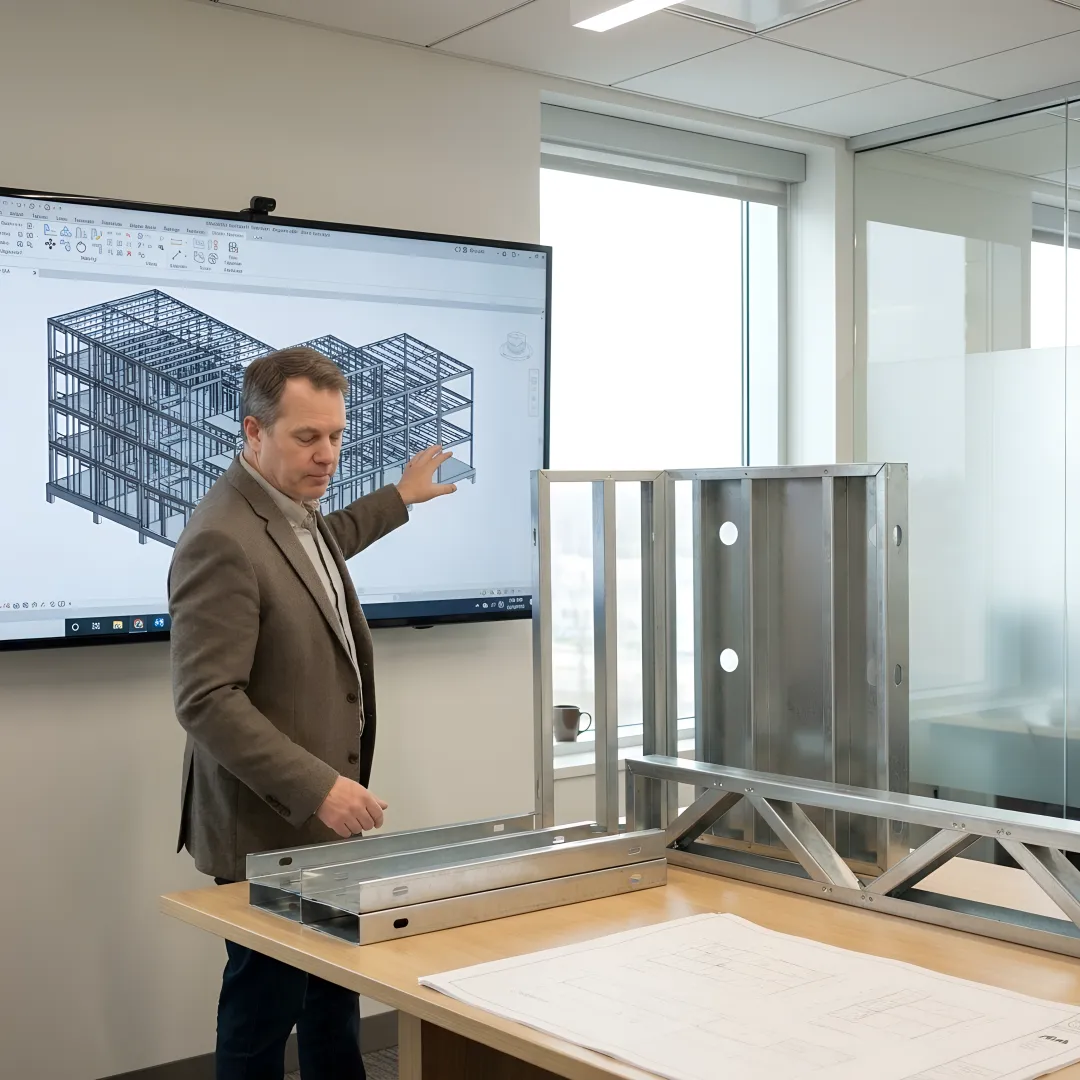 Architect reviewing a coordinated steel framing model