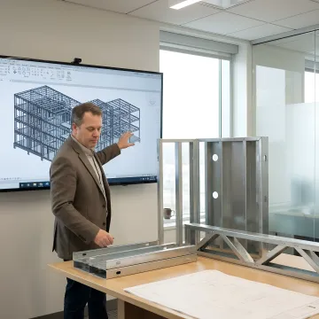 Architect reviewing a coordinated steel framing model