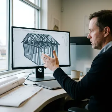 Architect reviewing coordinated steel framing model