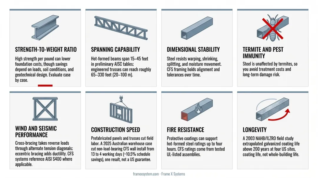 Eight key benefits of steel framing systems from strength to longevity comparison chart