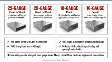 Metal stud gauge selection criteria flowchart from partition type to mil thickness specification