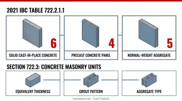 Concrete aggregate type and minimum thickness requirements for 4-hour fire-rated walls
