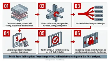Six-step BIM coordination workflow for cold-formed steel framing clash detection and resolution