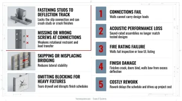 Common metal stud framing installation mistakes and their downstream consequences flowchart