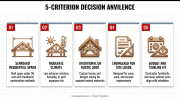Decision framework flowchart for choosing between steel and wood trusses based on project factors