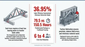 Labor efficiency comparison between stick-built framing and prefabricated roof truss systems