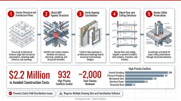 5-step cross-discipline coordination review process for construction drawings