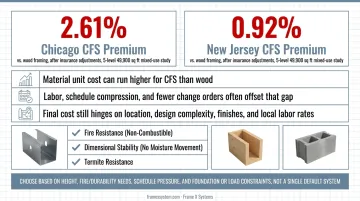 LSF versus wood framing versus concrete construction method comparison across seven factors