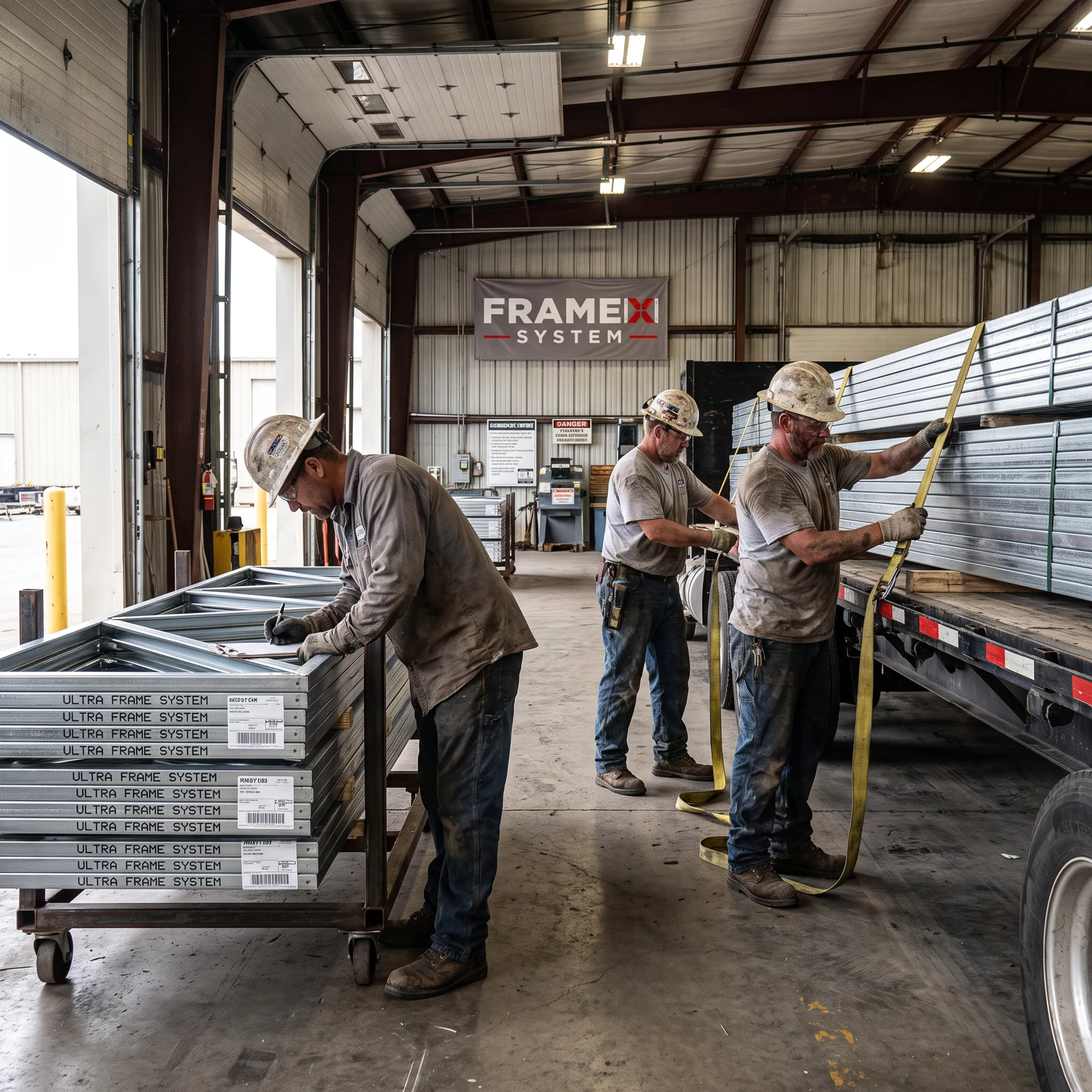 Cold-formed steel framing components being prepared for delivery