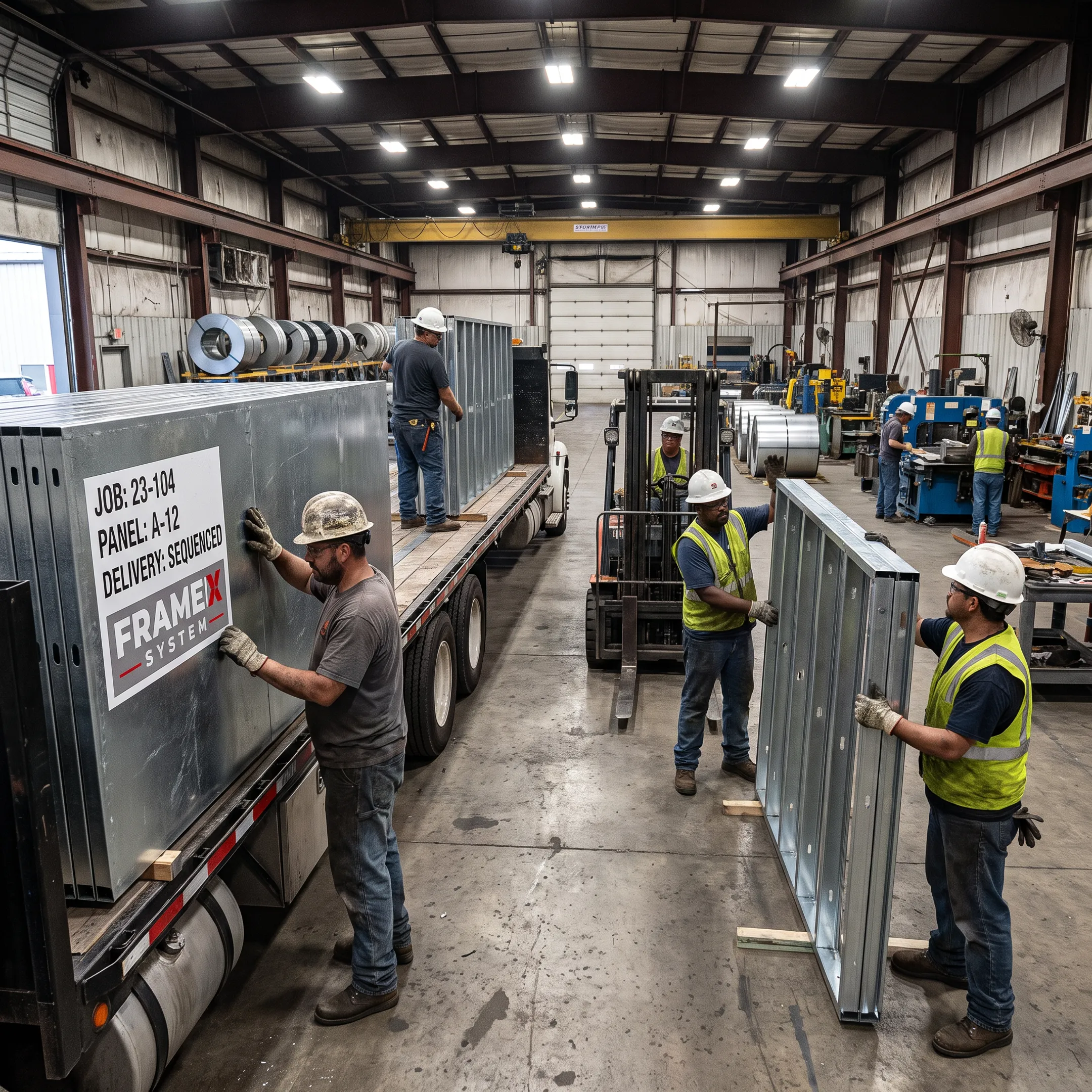 Cold-formed steel panels prepared for delivery