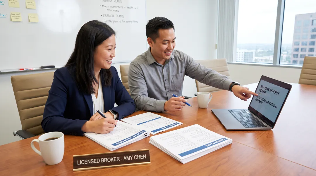 Franklin Benefits Group broker consulting employer on staff health plans