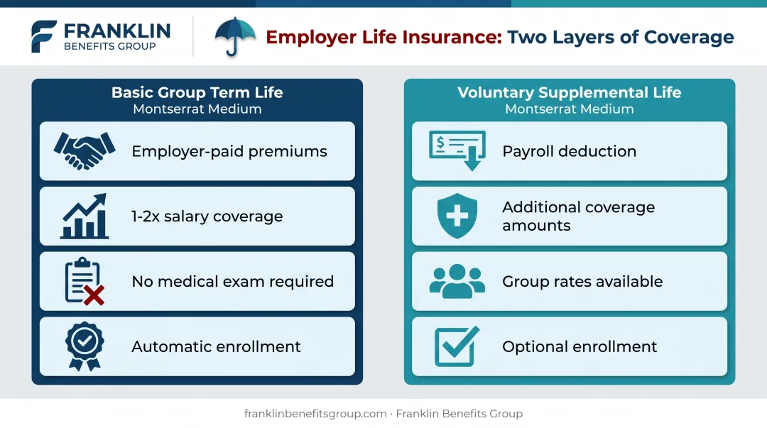 Basic versus voluntary group life insurance coverage comparison chart