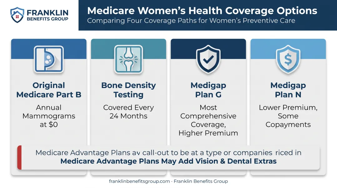 Medicare women's health coverage comparing Part B Medigap options
