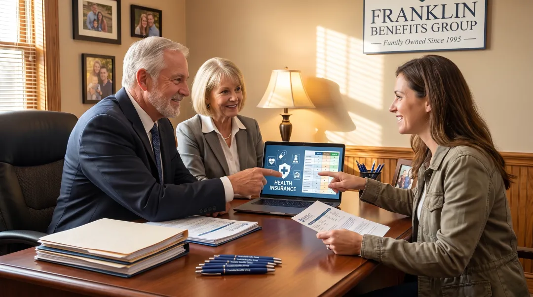 Franklin Benefits Group advisors helping client compare health insurance plans