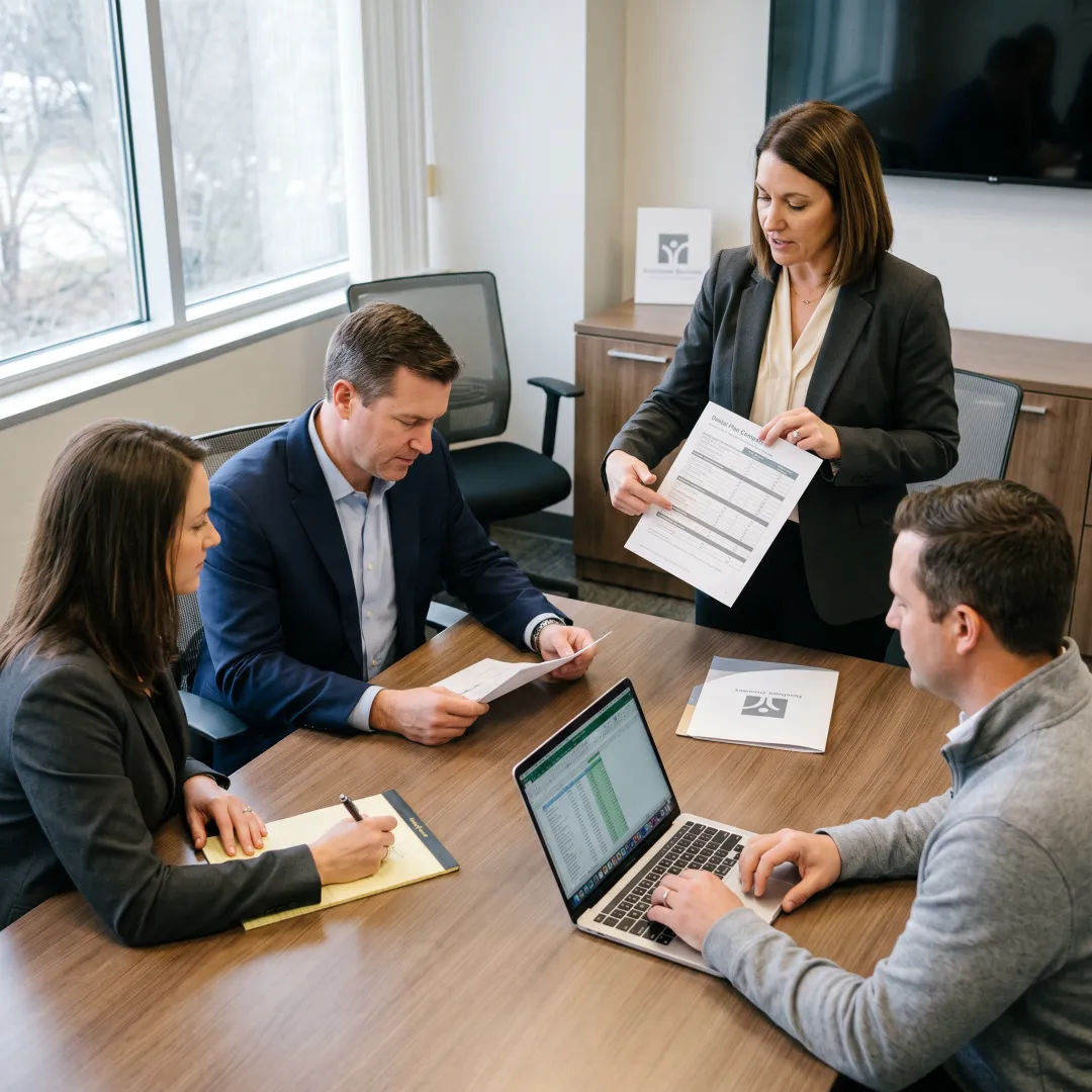 Benefits advisor discussing dental coverage with employer
