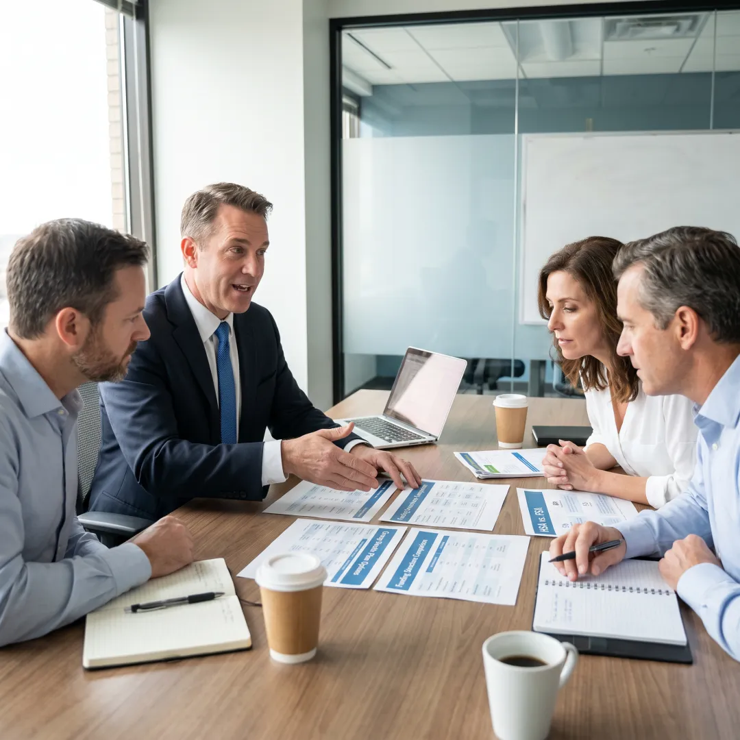 Benefits advisor explaining group health plan choices