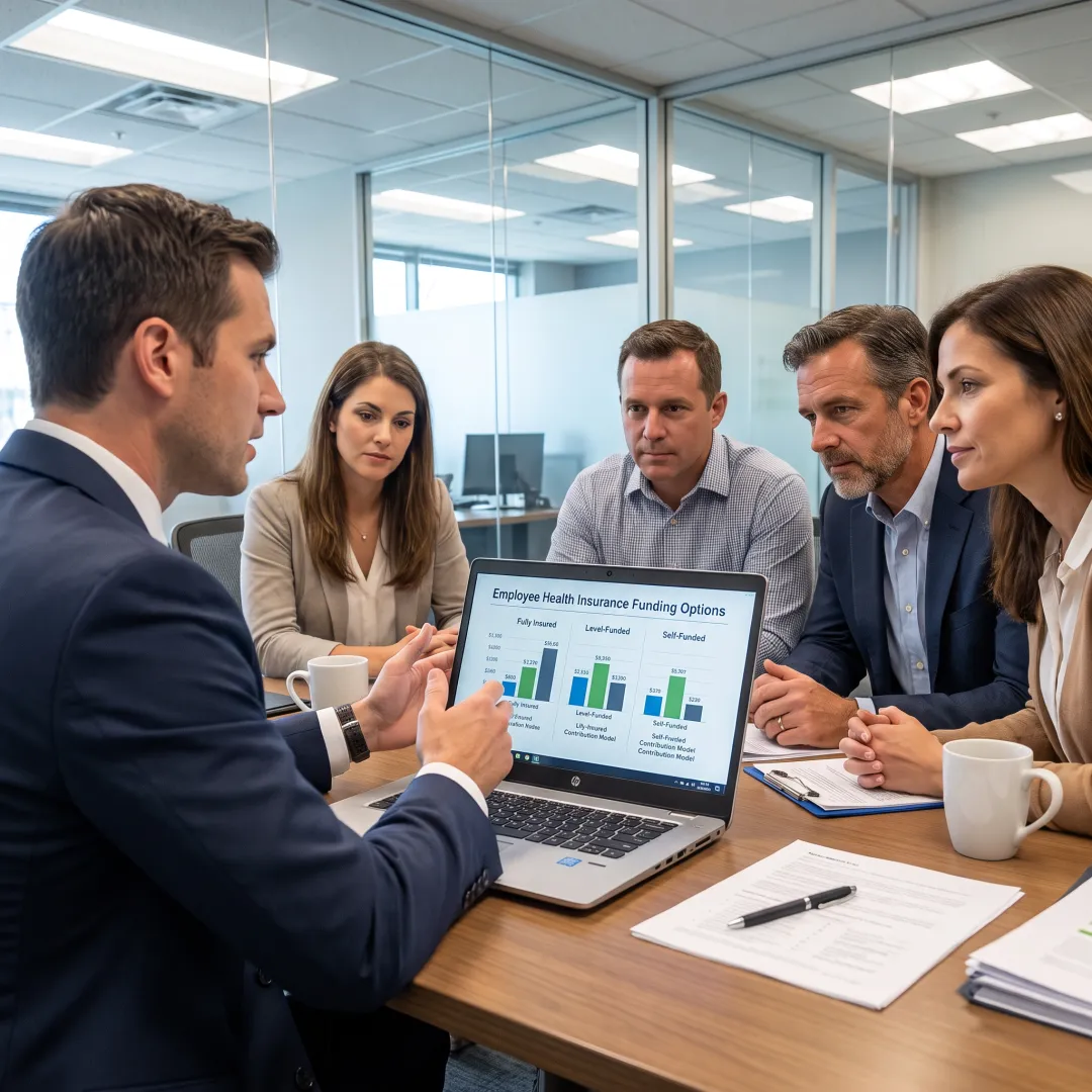 Advisor explaining employer health plan choices