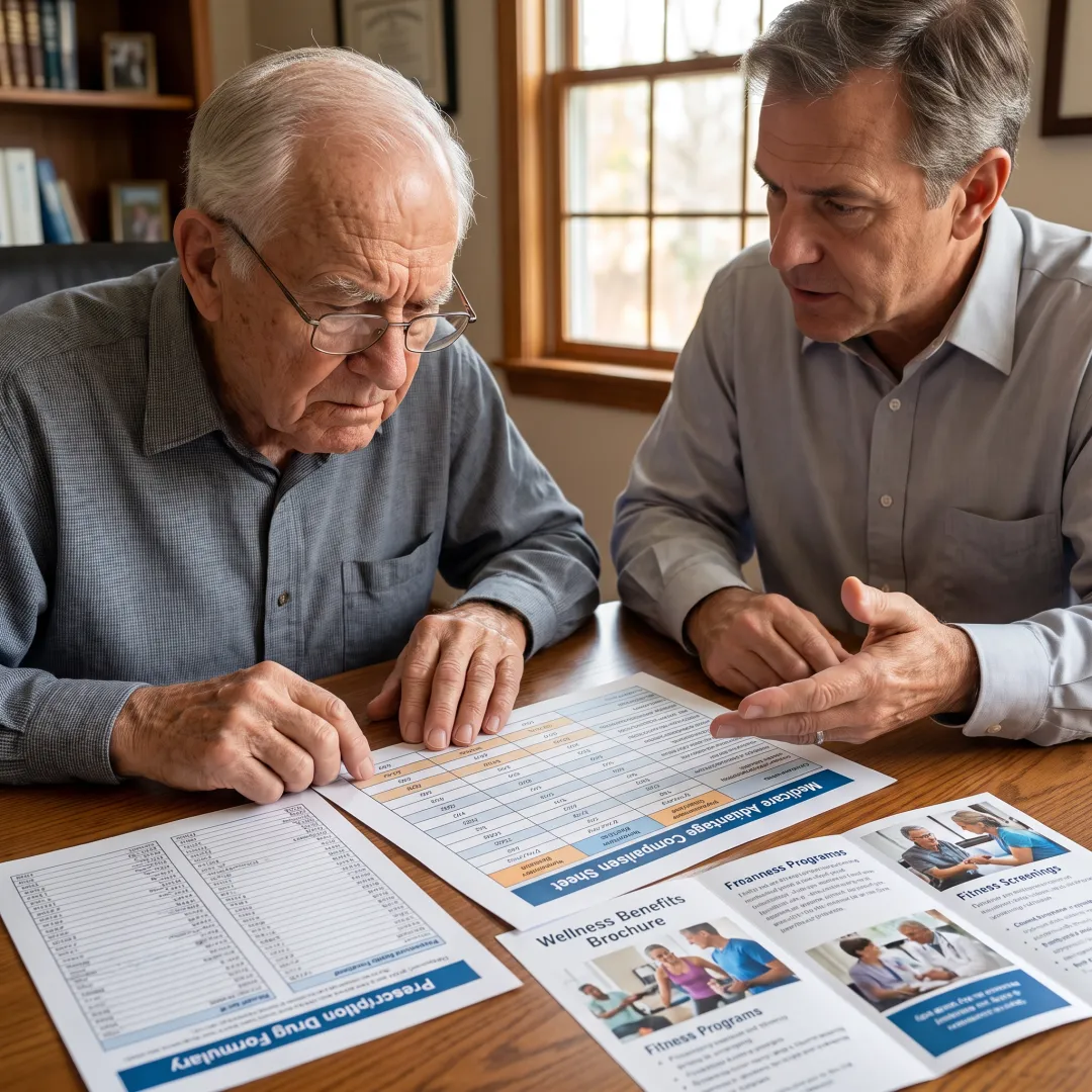 Advisor explaining Medicare wellness benefits to a senior