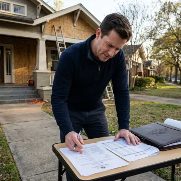 Investor reviewing property financing documents