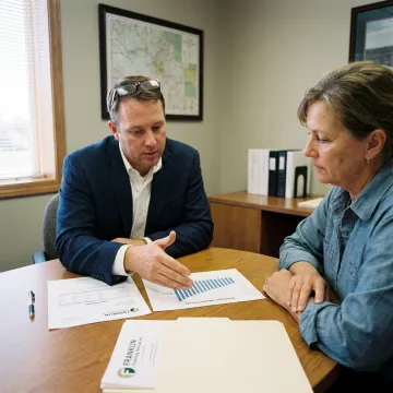 Financial specialist reviewing agricultural loan documents