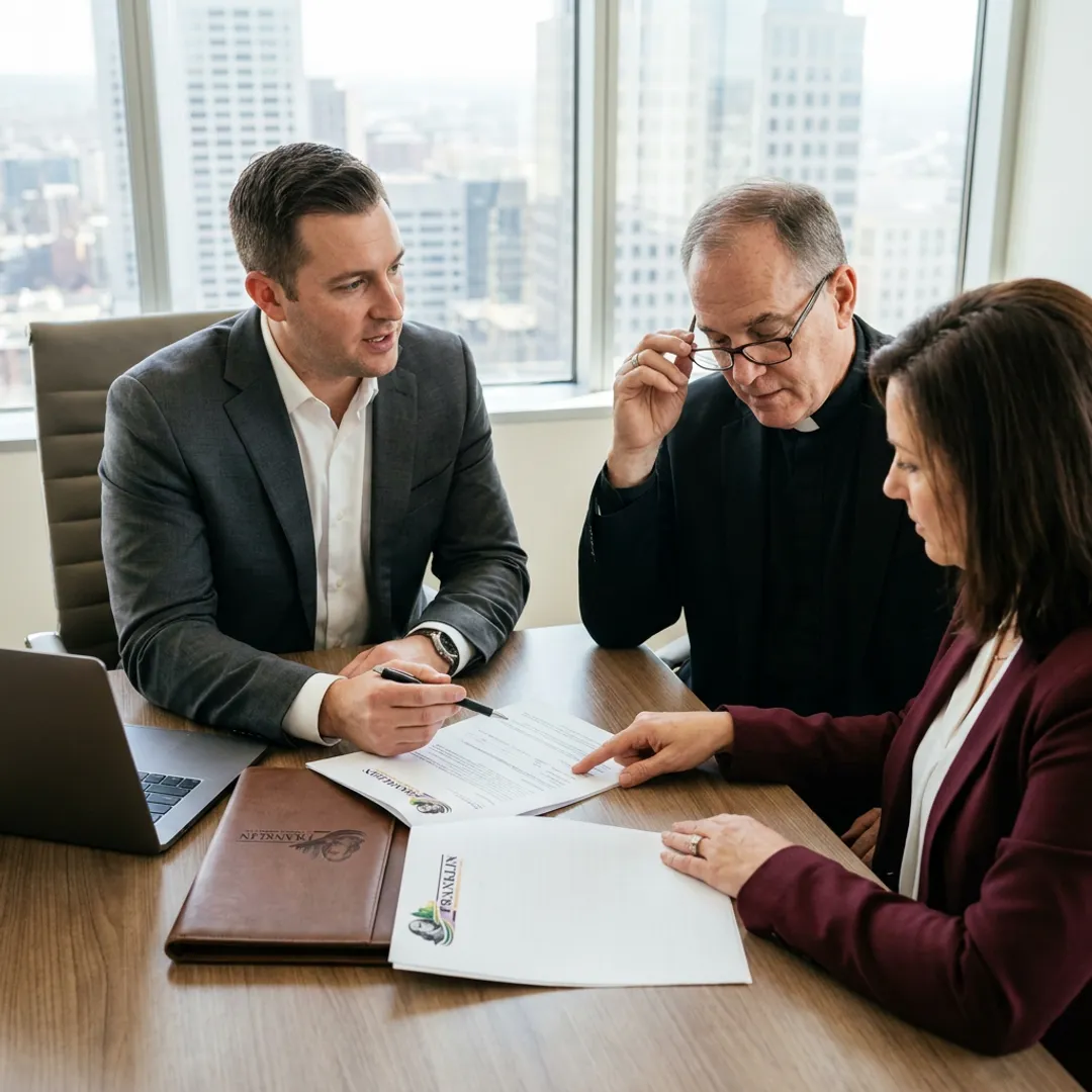 Financial advisor reviewing church loan documents