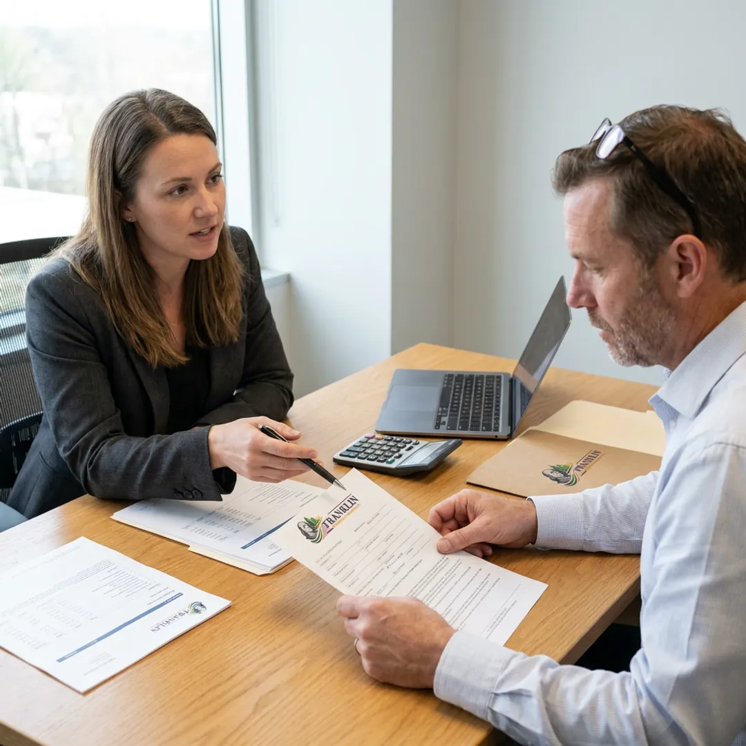 Business owner reviewing loan documents