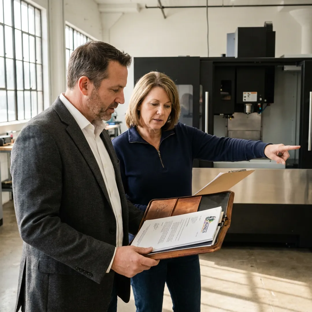 Business owner reviewing equipment financing options