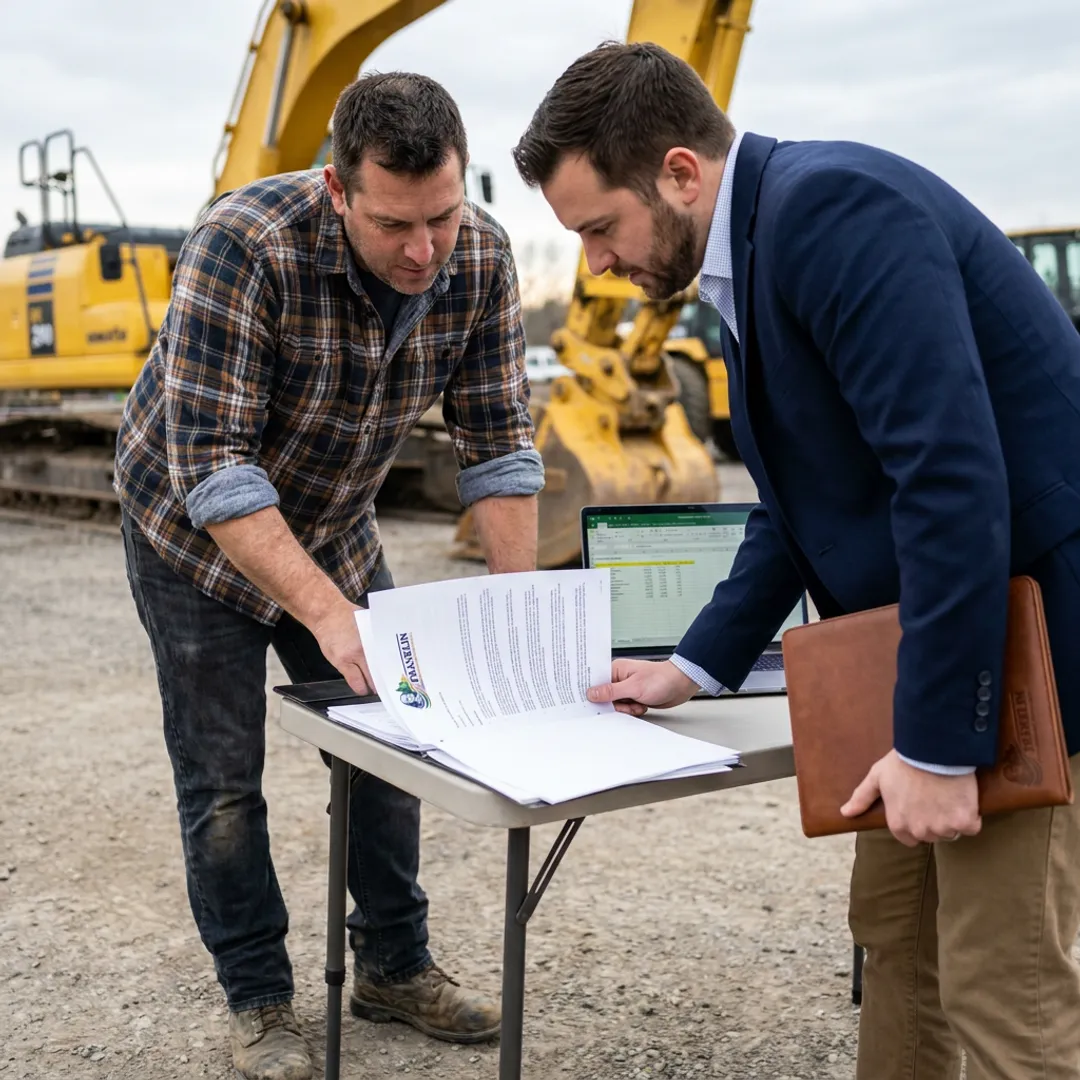 Business owner reviewing heavy equipment financing options