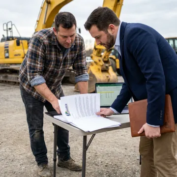 Business owner reviewing heavy equipment financing options