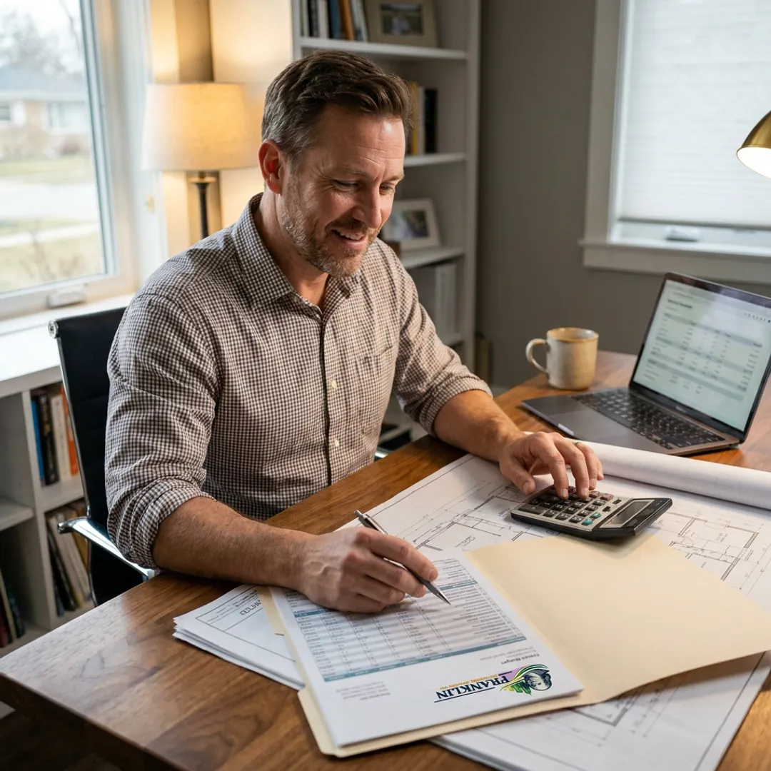 Investor reviewing renovation financing documents