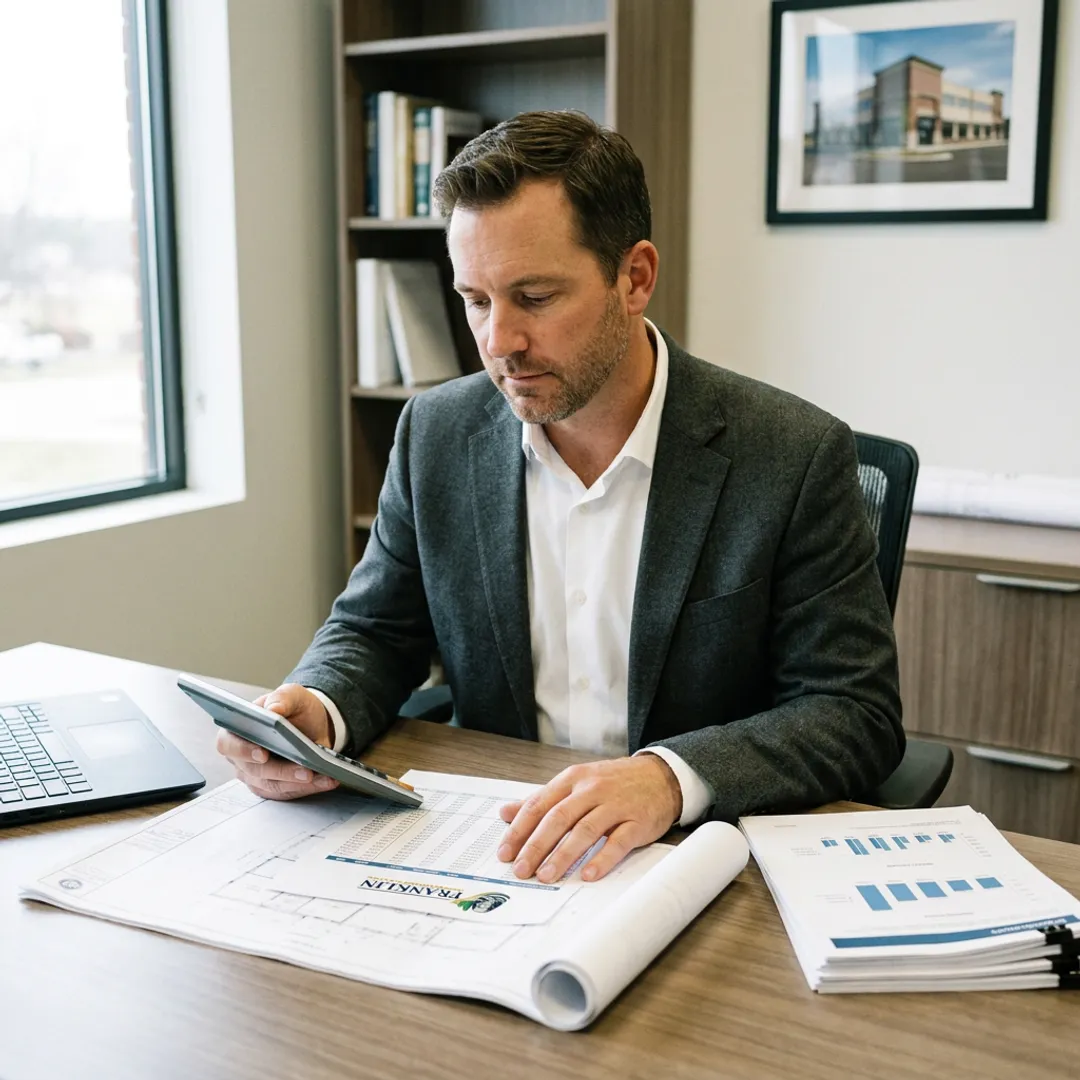 Financial professional reviewing commercial real estate loan documents